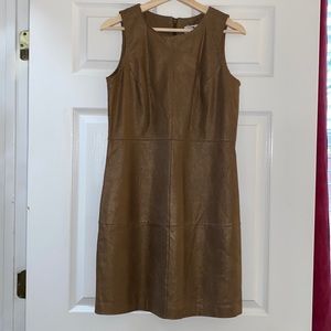 NWT $289 Belle Badgley Mischka Leather Dress Tan/Gold